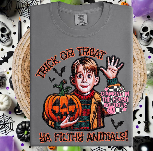 Trick or Treat ya filthy animal-graphic tee