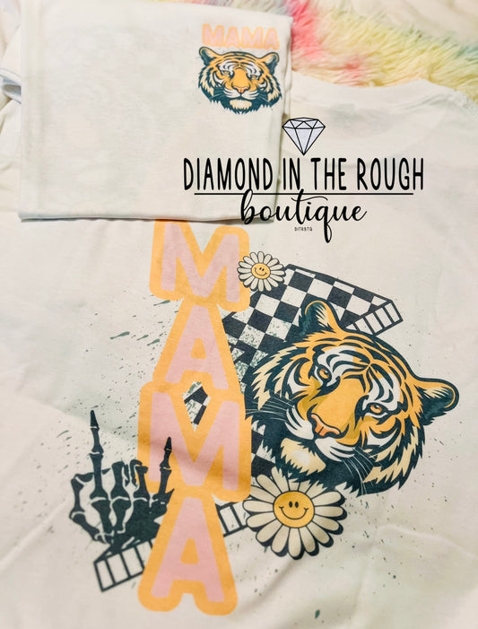 Mama tiger-front & back pocket Tee