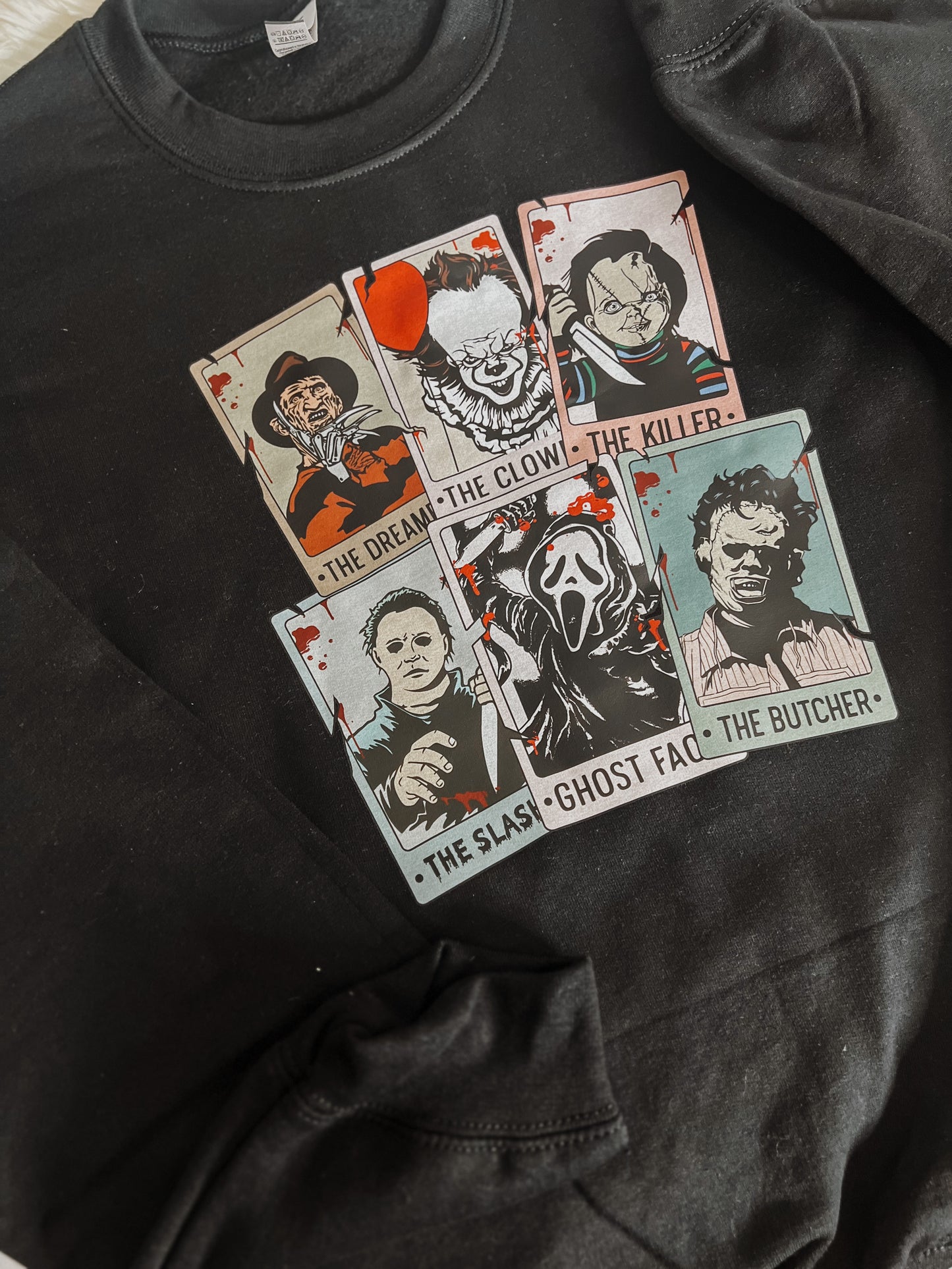 Horror tarot cards-black crewneck