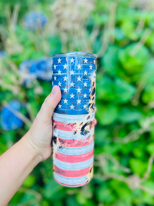 Leopard American flag print 20 oz-Tumbler