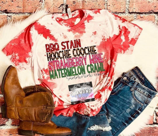 BBQ stain, Hoochie Coochie-bleached tee