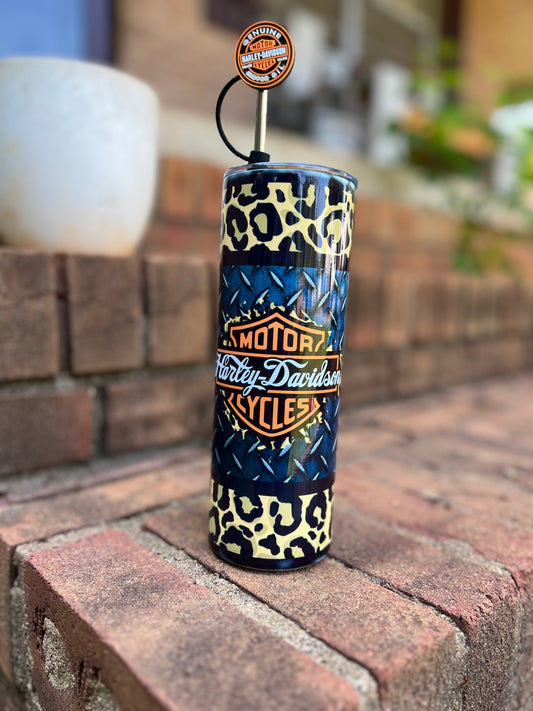 Orange Cheetah Harley 20oz tumbler